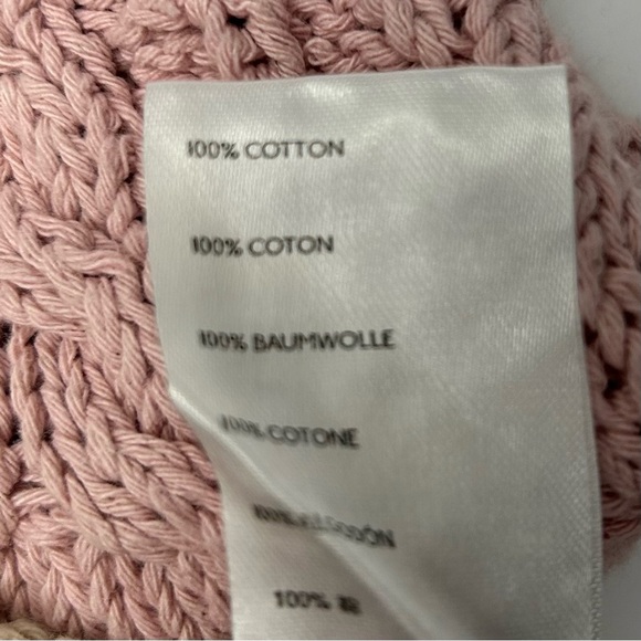Anthropologie Pink and Cream Mock Neck Cable Knit Sweater XS COTTON - Picture 11 of 15